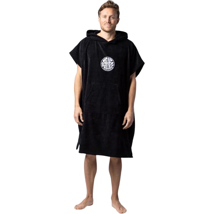 2024 Rip Curl Mens Logo Hooded Towel Changing Robe / Poncho 00GMTO - Black